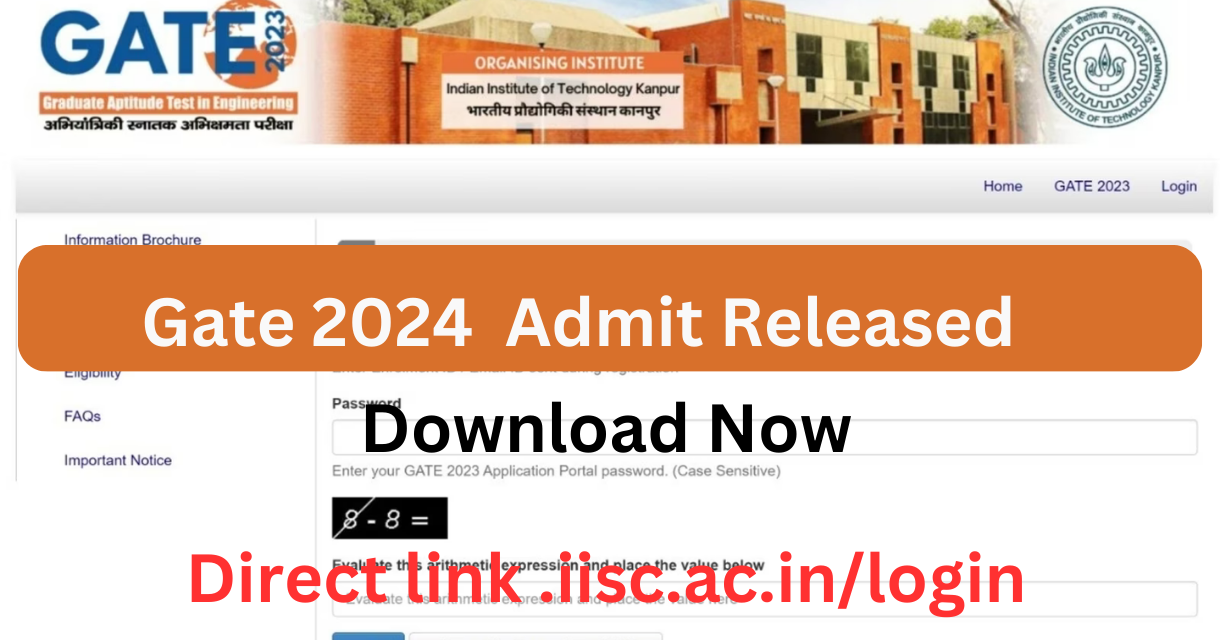 GATE 2024 Admit card Released , Download Now OLM Recruitment